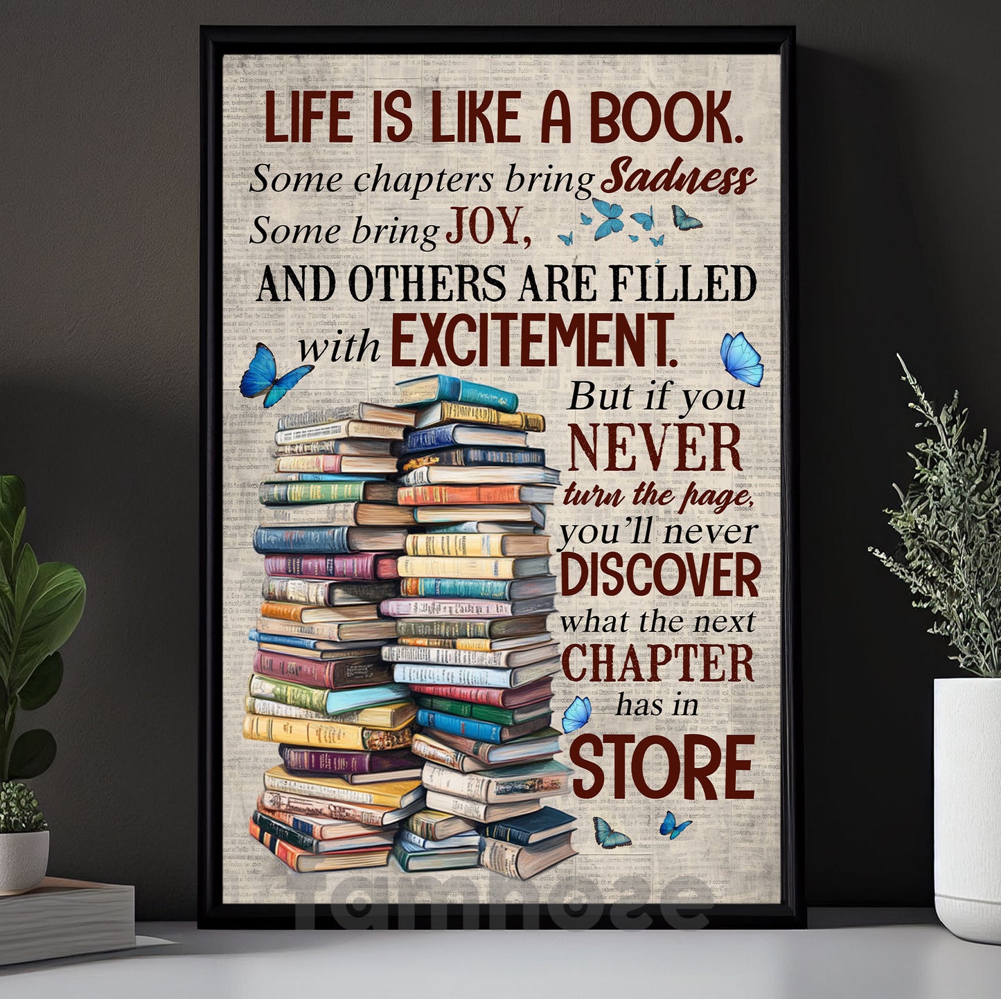 Reading Book Canvas Painting, Life Is Not A Book Wall Art Decor, Poster Gift For Reading Lovers