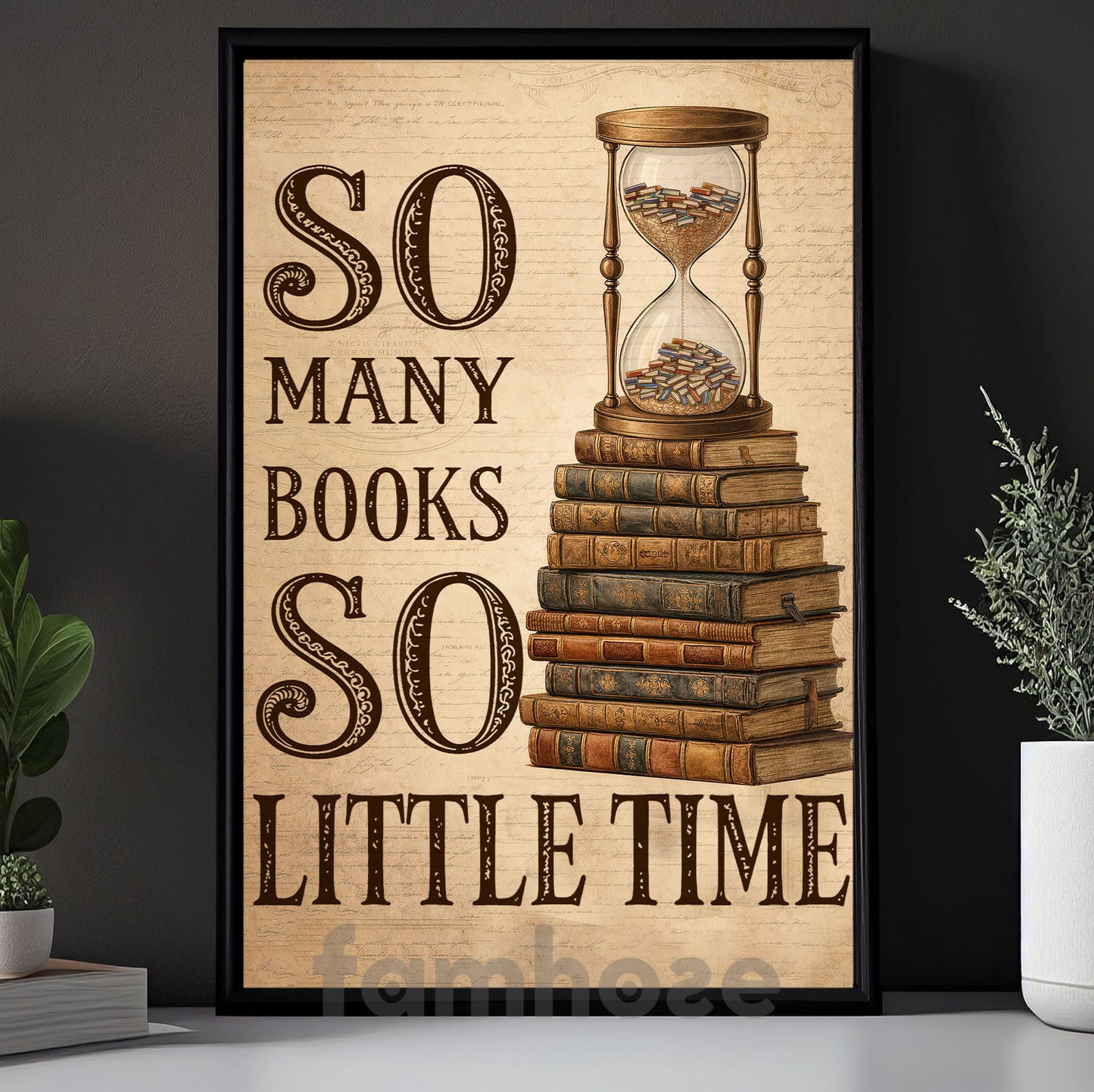 Reading Book Canvas Painting, So Many Books So Little Time Wall Art Decor, Poster Gift For Reading Lovers