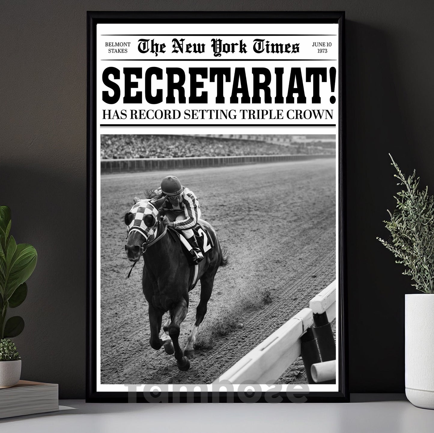 Secretariat Horse Canvas Painting, Secretariat Has Record Setting Triple Crown Wall Art Decor, Poster Gift For Horse Racing Lovers, Fan Of Kentucky Derby