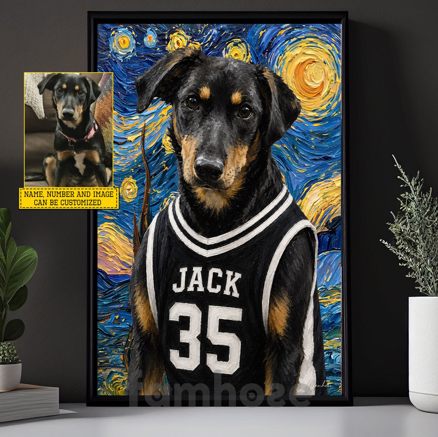 Personalized Basketball Dog Canvas Painting, Your MVP Has Four Paws, Starry Night Wall Art Decor, Poster Gift For Dog Lover, Basketball Lover