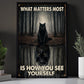 Motivational Black Cat Canvas Painting, What Matters Most Is How You See Yourself Wall Art Decor, Poster Gift For Cat Lover
