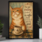 Funny Coffee Cat Canvas Painting, I'm Just Waiting To See Wall Art Decor, Poster Gift For Cat Lovers, Coffee Lovers