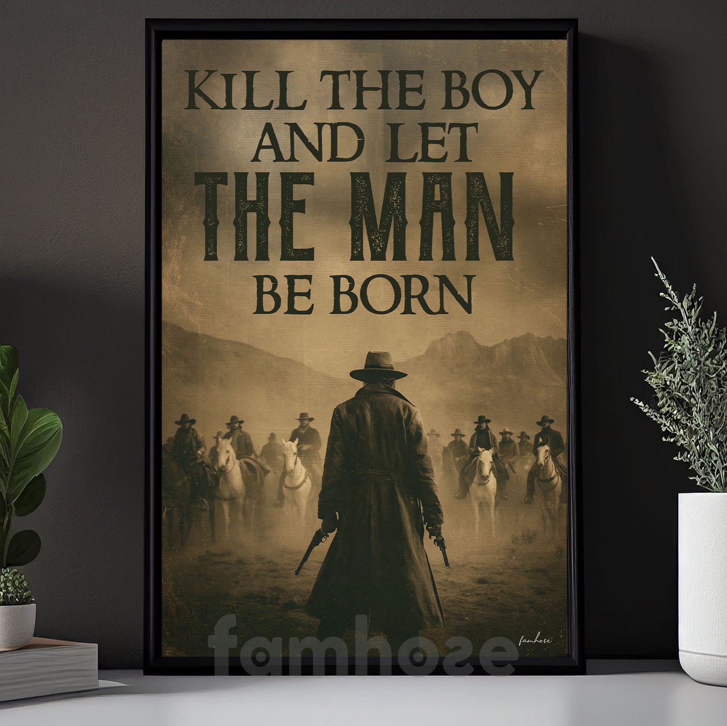 Cowboy Canvas Painting, Let The Man Be Born Wall Art Decor, Poster Gift For Cowboys