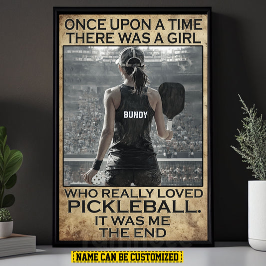 Personalized Pickleball Girl Canvas Painting, There Was A Girl Who Really Loved Pickleball, Sport Wall Art Decor, Poster Gift For Pickleball Lovers