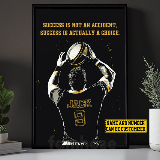 Personalized Rugby Boy Canvas Painting, Success Is Actually A Choice, Sports Wall Art Decor, Poster Gift For Rugby Lovers