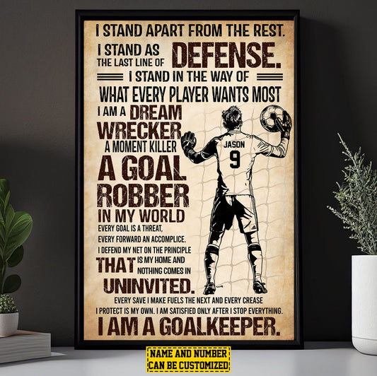 Personalized Motivational Soccer Boy Canvas Painting, I Am A Goalkeeper, Sports Quotes Wall Art Decor, Poster Gift For Soccer Lovers