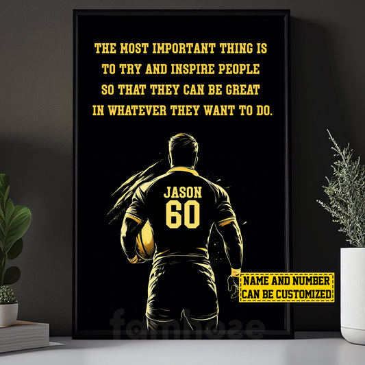 Personalized Motivational Rugby Boy Canvas Painting, They Can Be Great, Sports Wall Art Decor, Poster Gift For Rugby Lovers