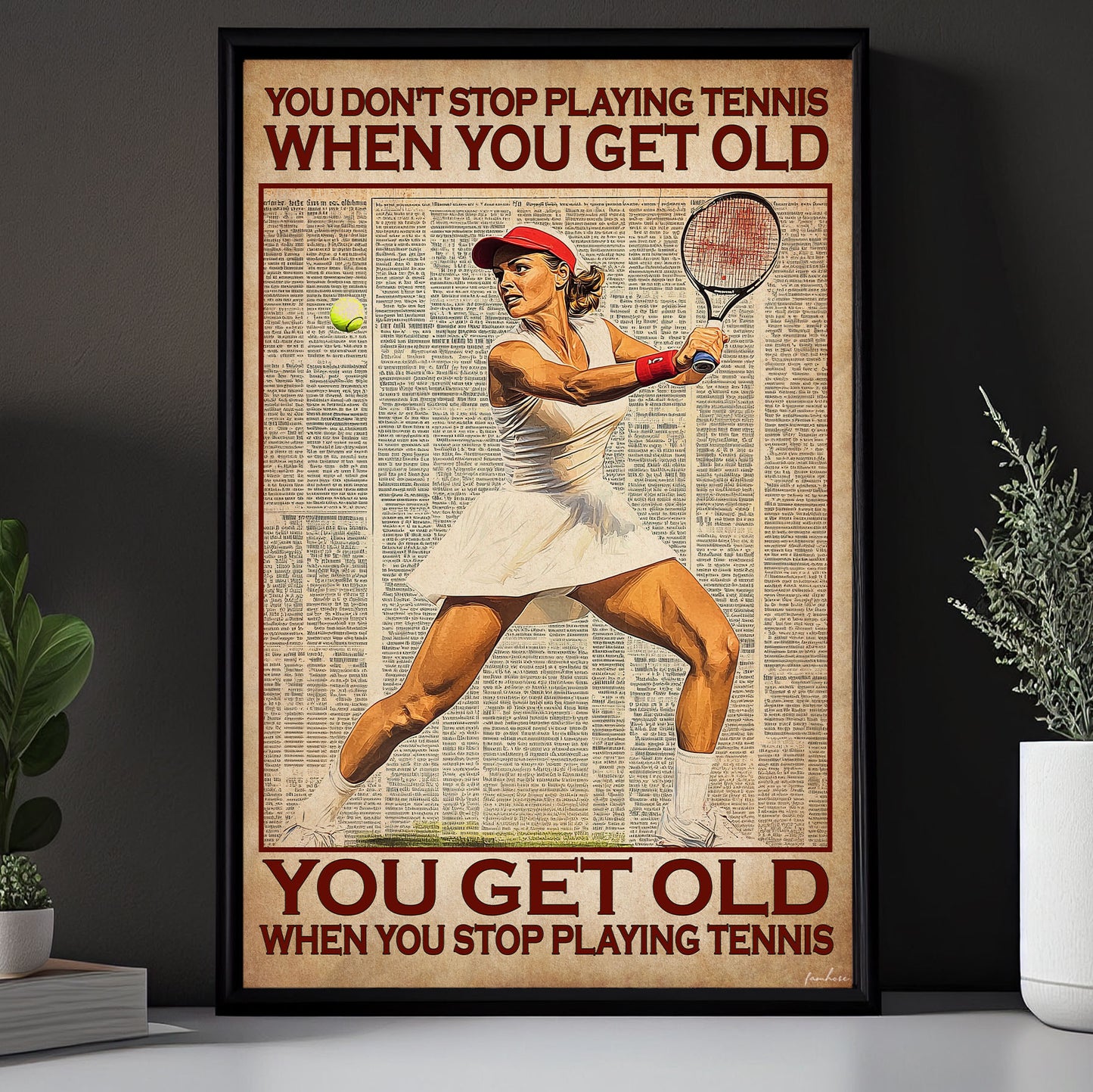 Tennis Canvas Painting, You Get Old When You Stop Playing Tennis, Sport Wall Art Decor, Poster Gift For Tennis Lovers, Tennis Girls