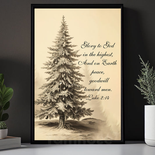 Vintage Christmas Canvas Painting, Glory To God In The Highest Wall Art Decor, Xmas Poster Gift