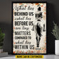Personalized Horse Riding Canvas Painting, What Lies Behind Us Wall Art Decor, Poster Gift For Horse Girl