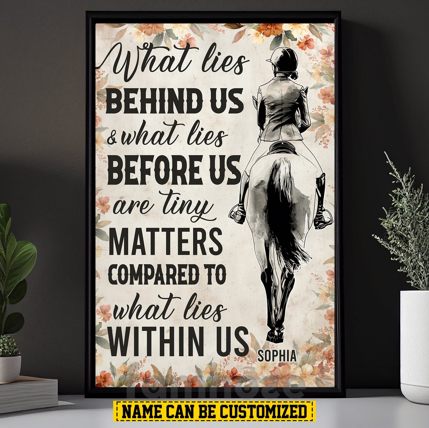 Personalized Horse Riding Canvas Painting, What Lies Behind Us Wall Art Decor, Poster Gift For Horse Girl