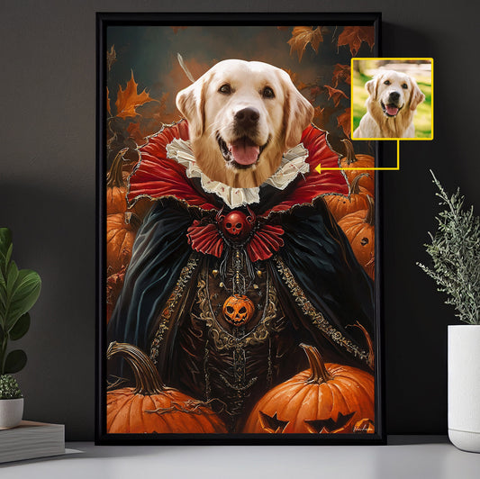 Personalized Victorian Dog Canvas Painting, Spooky Season Wall Art Decor, Halloween Poster Gift For Dog Lovers