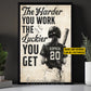 Personalized Softball Girl Canvas Painting, The Harder You Work Sport Wall Art Decor, Poster Gift For Softball Lovers