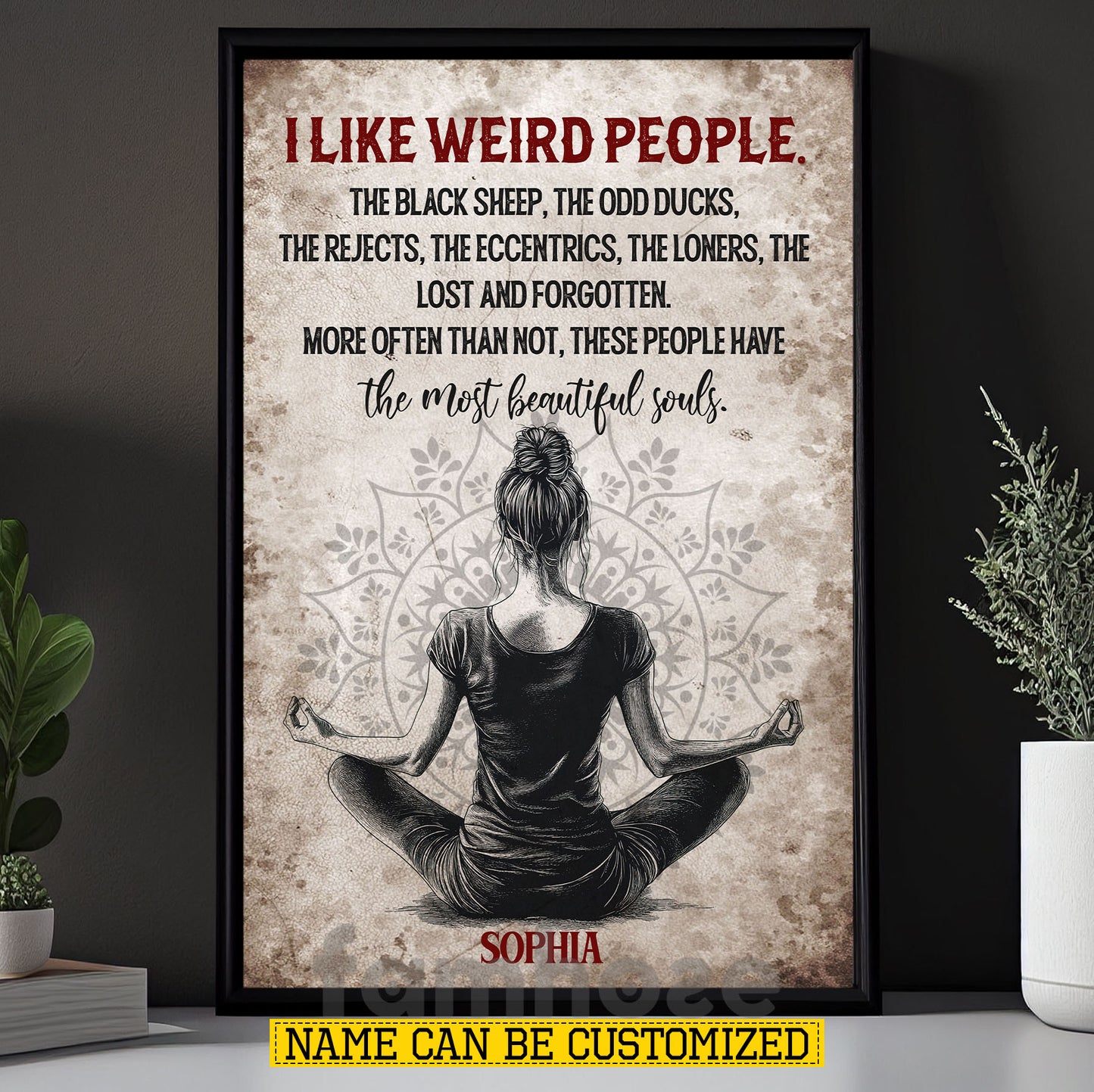 Personalized Meditation Canvas Painting, I Like Weird People Wall Art Decor, Poster Gift For Meditation Lovers