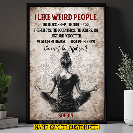 Personalized Meditation Canvas Painting, I Like Weird People Wall Art Decor, Poster Gift For Meditation Lovers
