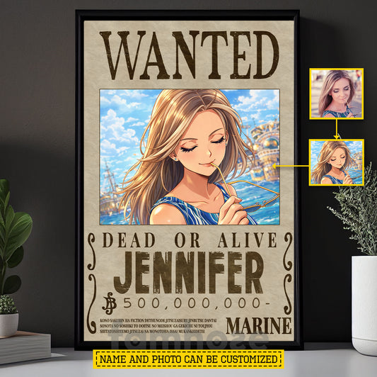 Personalized Pirate Portrait Canvas Painting, Anime Style Bounty Wall Art Decor, Poster Gift For One Piece Fan