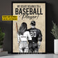 Romantic Personalized Couple Baseball Canvas Painting, My Heart Belongs To A Baseball Player Wall Art Decor, Poster Valentine's Day Gift For Baseball-Loving Couple