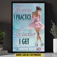 Motivational Personalized Ice Skating Woman Canvas Painting, The More I Practice Sport Wall Art Decor, Poster Gift For Ice Skating Lovers