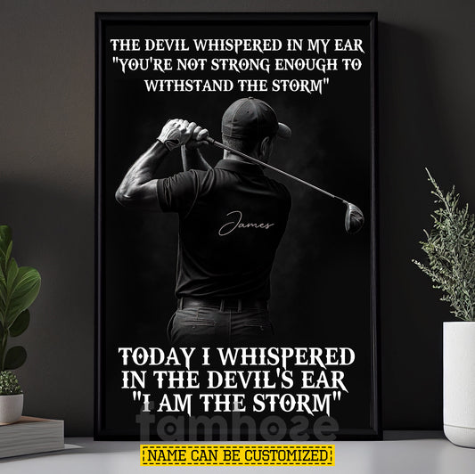 Personalized Golf Man Canvas Painting, I Am The Storm Sport Wall Art Decor, Poster Gift For Golf Lover