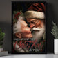 Couple Santa Claus All I Want For Christmas Is You, Santa Claus Christmas Canvas Painting, Xmas Wall Art Decor - Christmas Poster Gift