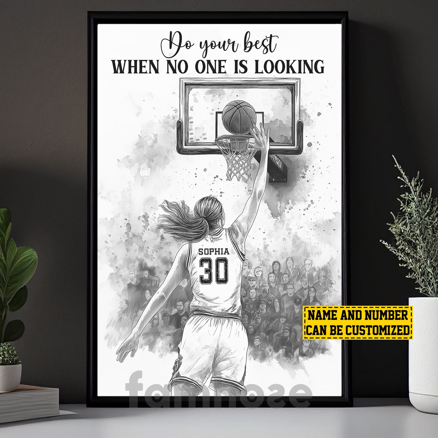 Personalized Basketball Woman Canvas Painting, Do Your Best When No One Is Looking Sports Wall Art Decor, Poster Gift For Basketball Lovers