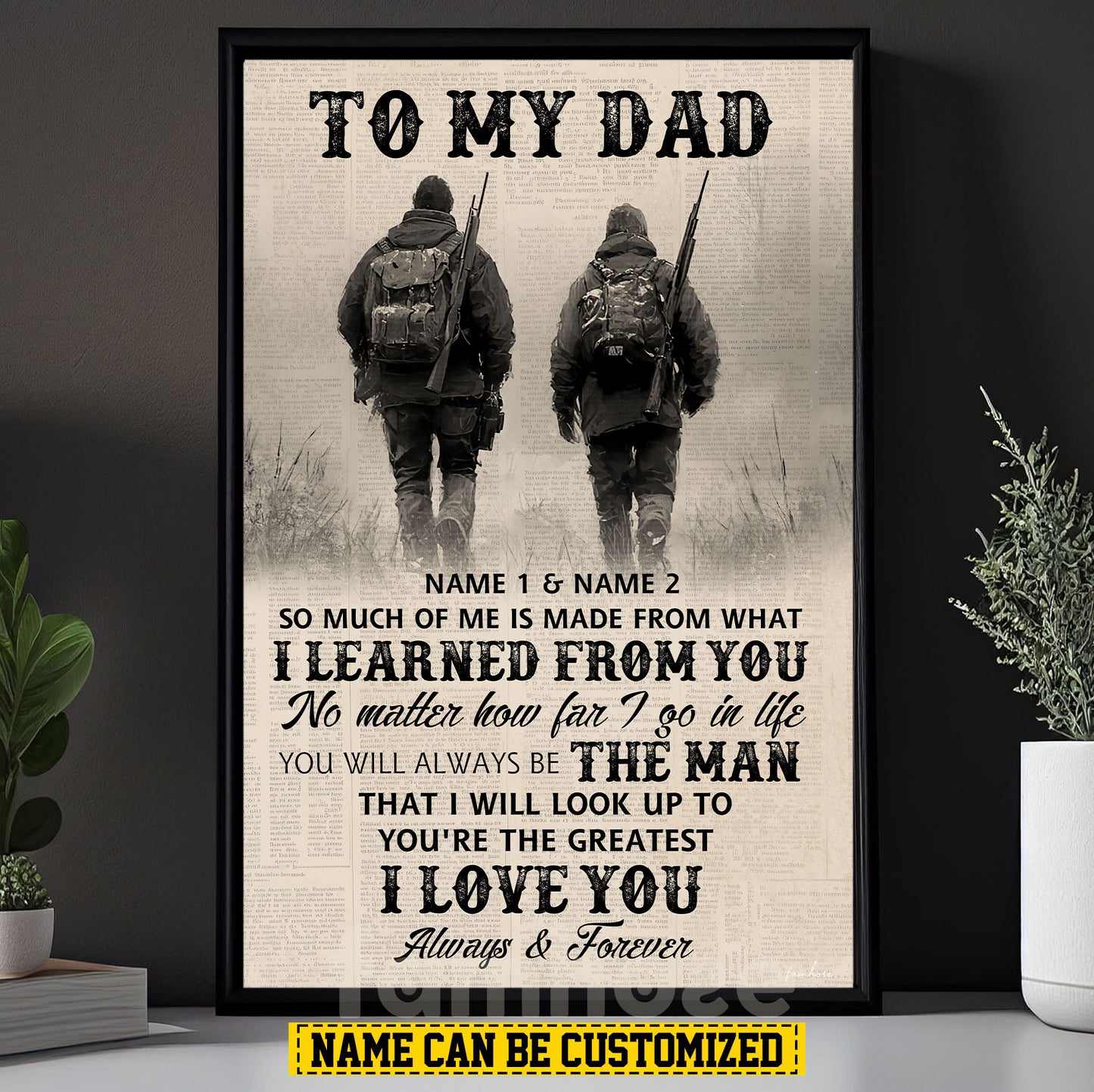 Personalized Hunting Dad Son Canvas Painting, To My Dad No Matter How Far I Go In Life Sport Wall Art Decor, Poster Father's Day Gift For Hunting Lovers