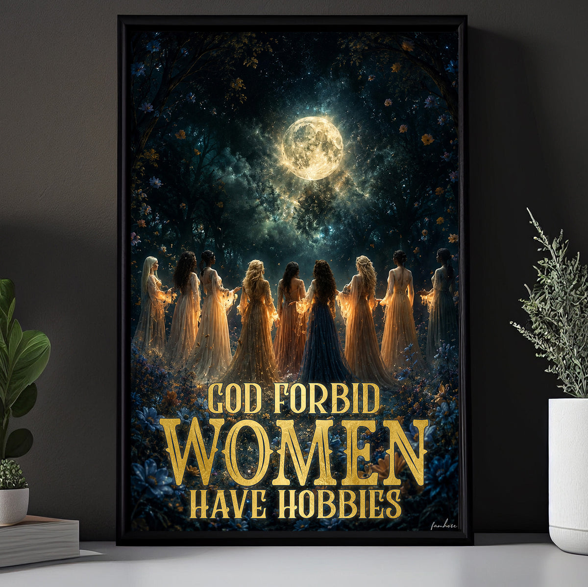 Halloween Feminine Canvas Painting, God Forbid Women Have Hobbies Wall Art Decor, Spooky Season Poster Gift