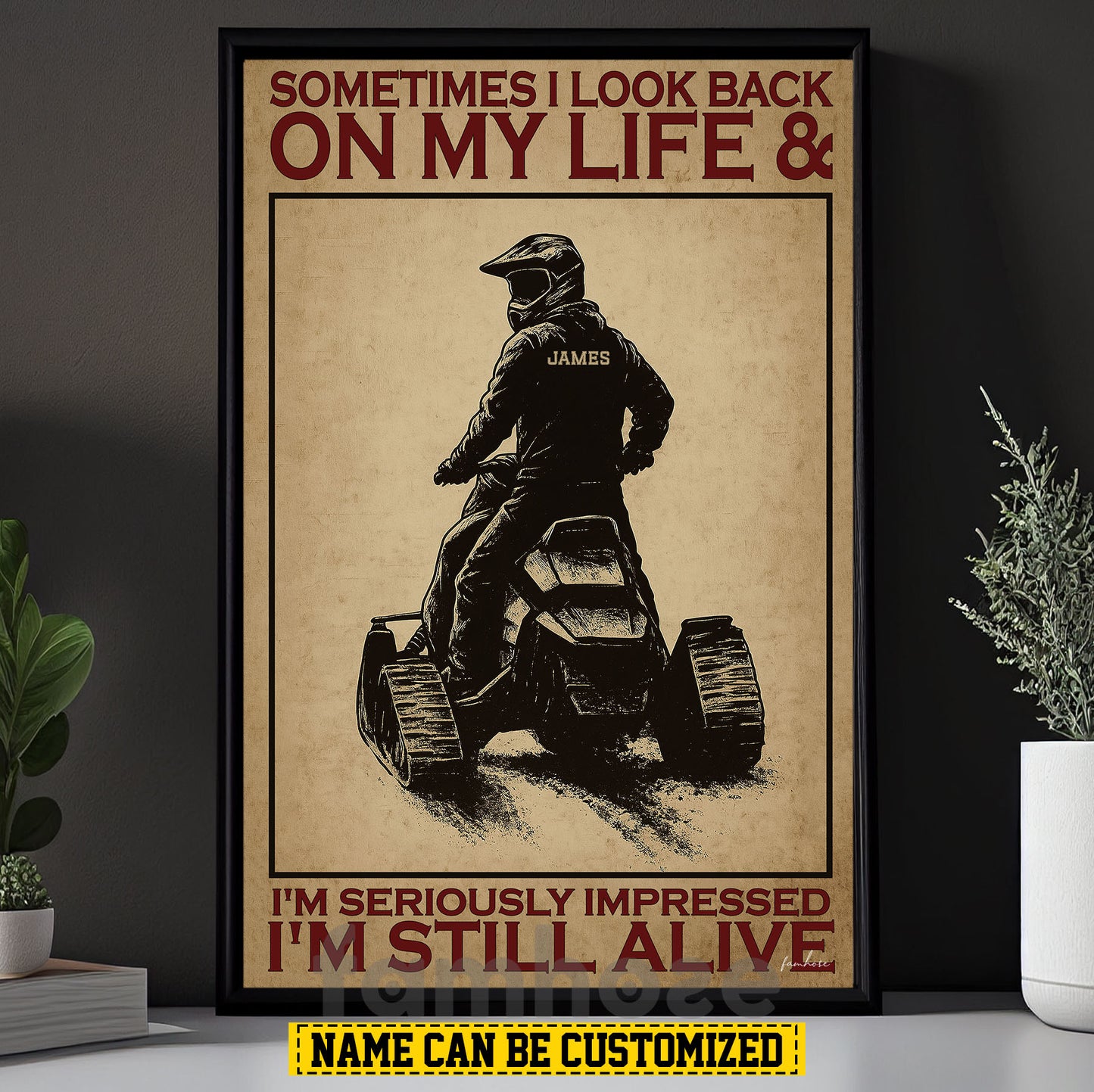 Funny Personalized Snowmobile Man Canvas Painting, I'm Still Alive Wall Art Decor, Poster Gift For Snowmobiling Lovers
