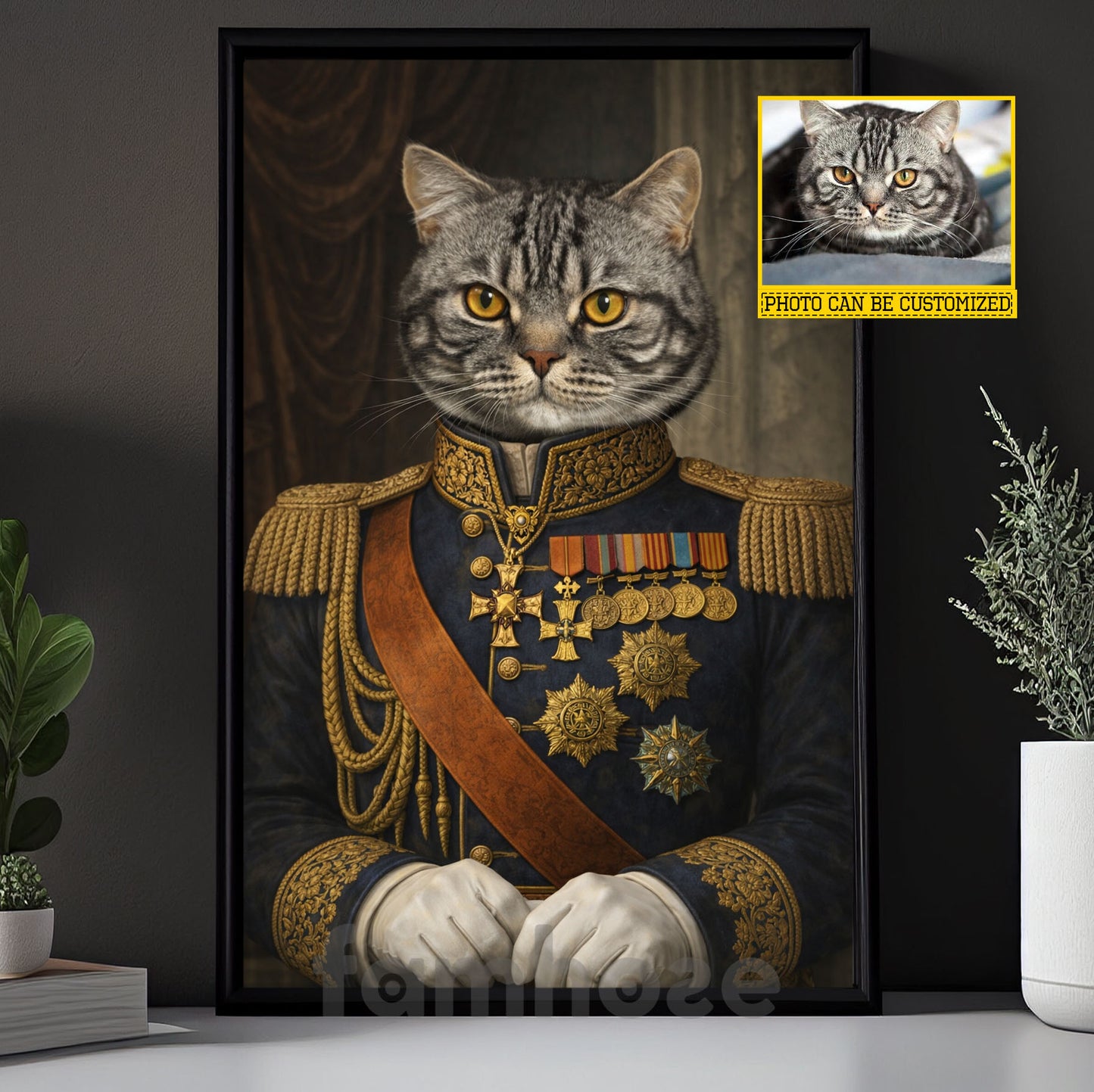 Personalized Victorian Cat Canvas Painting, Noble Cat Portrait Wall Art Decor, Poster Gift For Cat Lovers