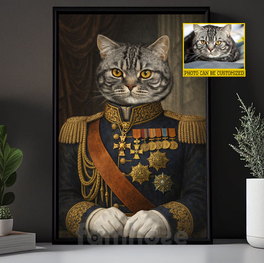 Personalized Victorian Cat Canvas Painting, Noble Cat Portrait Wall Art Decor, Poster Gift For Cat Lovers