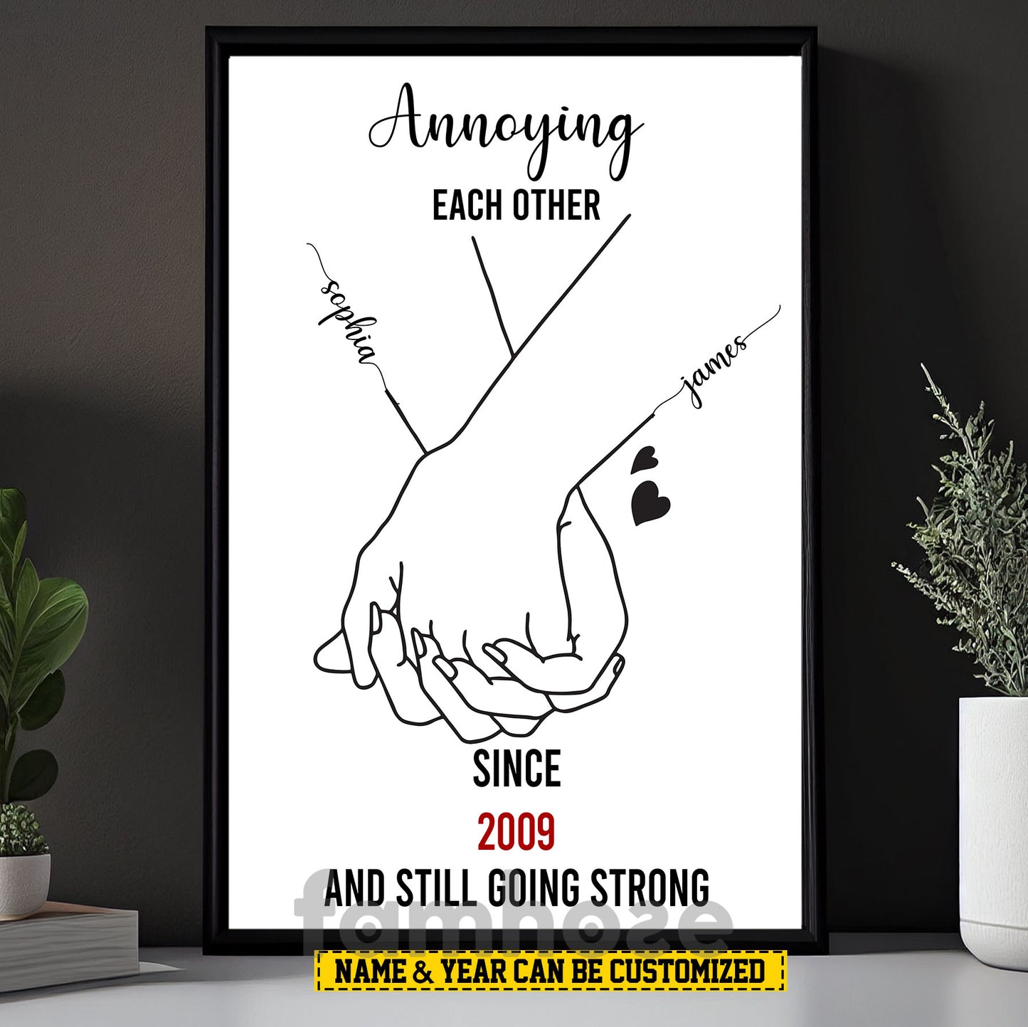 Lovely Personalized Couple Canvas Painting, Annoying Each Other Wall Art Decor, Poster Gift For Couple