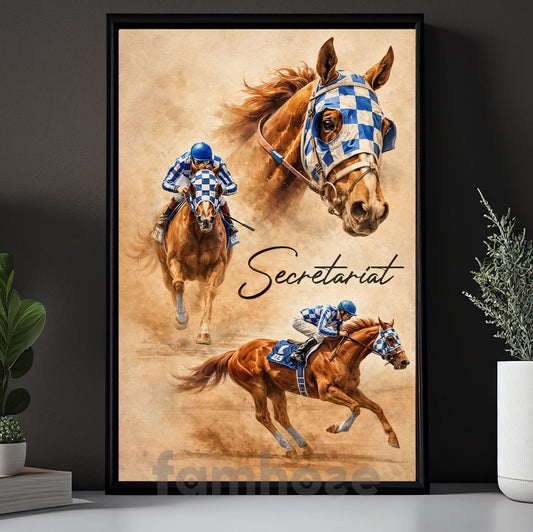 Secretariat Canvas Painting, 1973 Triple Crown Champion Wall Art Decor, Poster Gift For Horse Racing Lovers