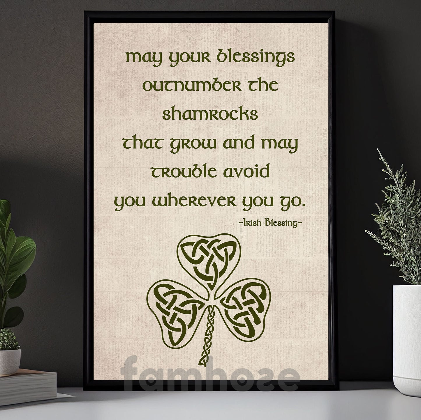 Lucky Shamrock Canvas Painting, May Your Blessings Outnumber The Shamrock Wall Art Decor, Poster St Patrick's Day Gift For Irish Lover