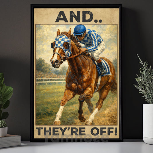 Secretariat Canvas Painting, 1973 Triple Crown Champion And They're Off Kentucky Derby Wall Art Decor, Poster Gift For Horse Racing Lovers