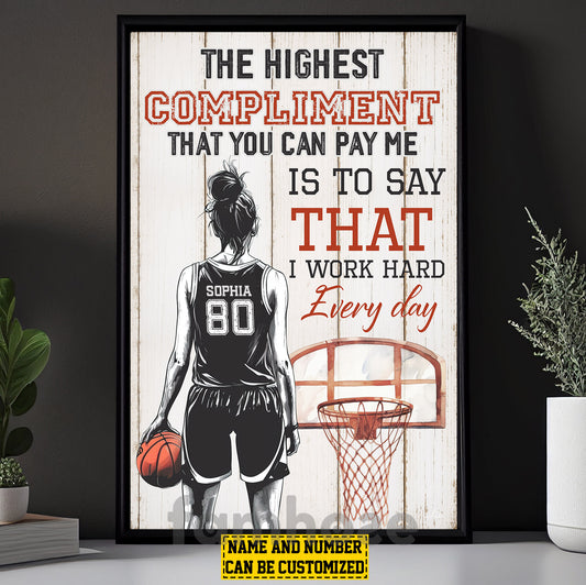 Personalized Basketball Woman Canvas Painting, The Highest Compliment Sport Wall Art Decor, Poster Gift For Basketball Lovers