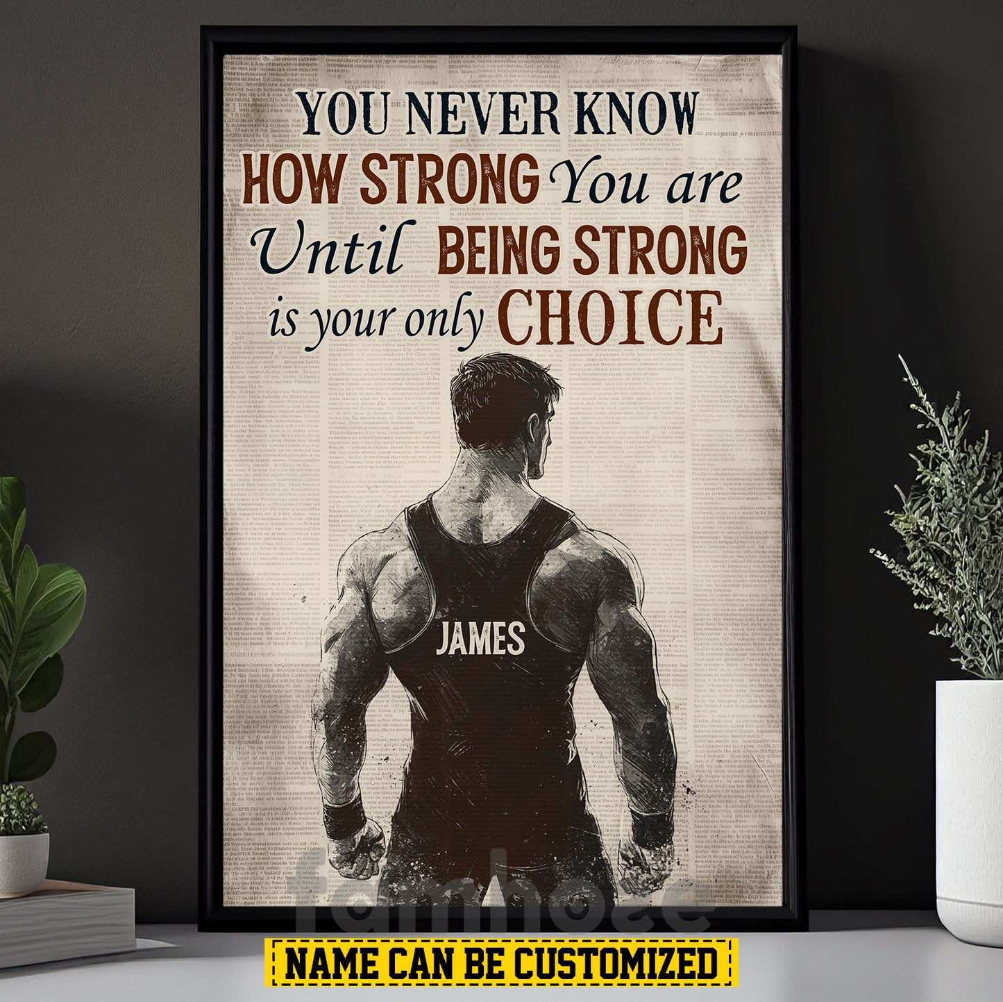 Motivational Personalized Wrestling Man Canvas Painting, You Never Know How Strong You Are Wall Art Decor, Poster Gift For Wrestler