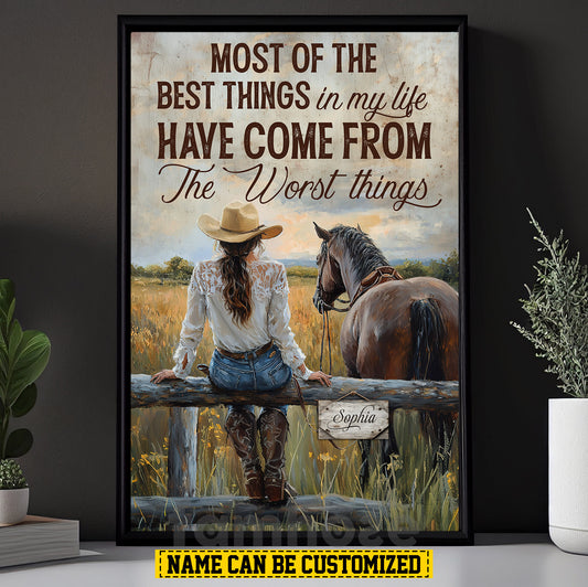 Personalized Cowgirl Canvas Painting, Most Of The Best Things Wall Art Decor, Poster Gift For Cowgirl