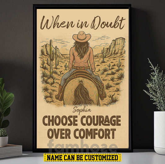 Motivational Personalized Cowgirl Canvas Painting, When In Doubt Inspirational Quotes Wall Art Decor, Poster Gift For Cowgirl