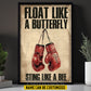 Personalized Boxing Canvas Painting, Float Like A Butterfly Sport Wall Art Decor, Poster Gift For Boxer