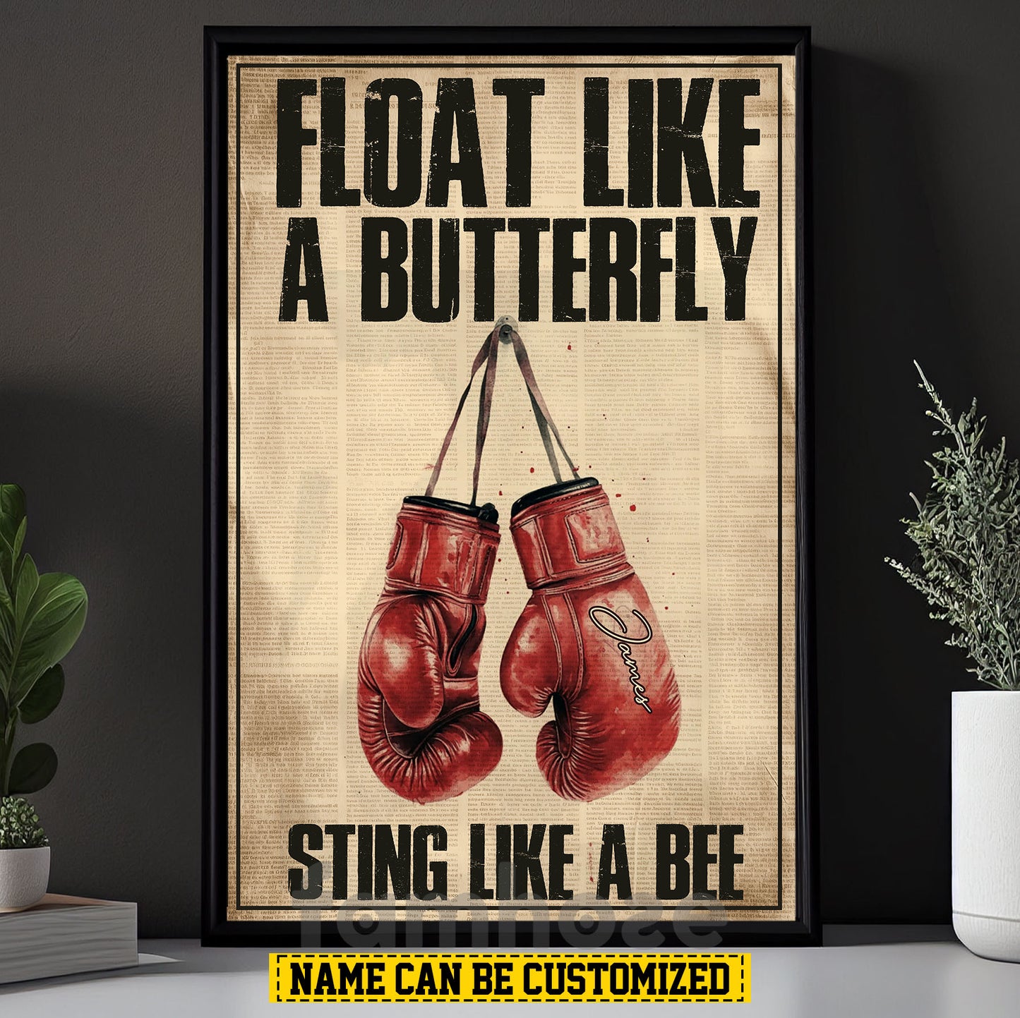 Personalized Boxing Canvas Painting, Float Like A Butterfly Sport Wall Art Decor, Poster Gift For Boxer