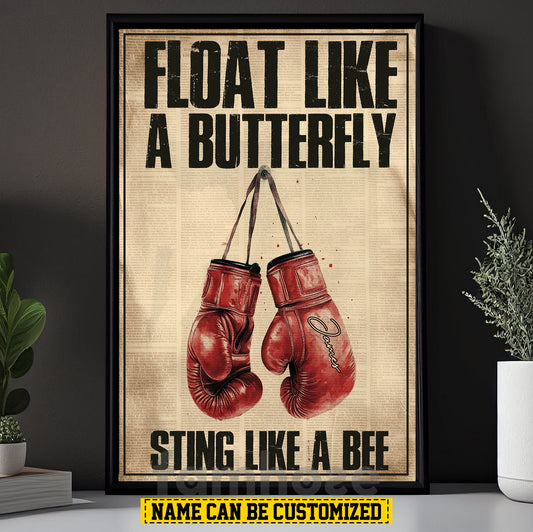 Personalized Boxing Canvas Painting, Float Like A Butterfly Sport Wall Art Decor, Poster Gift For Boxer