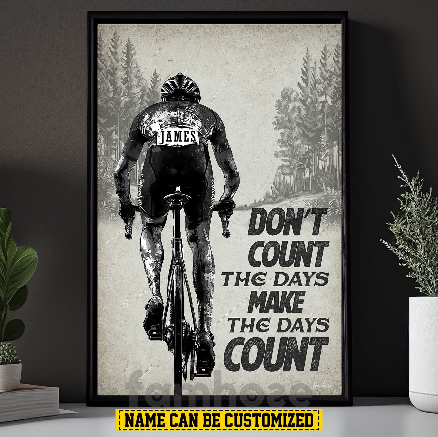 Motivational Personalized Cycling Man Canvas Painting, Don't Count The Days Make The Days Count Sports Wall Art Decor, Poster Gift For Cycling Lovers
