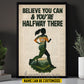 Motivational Personalized Running Woman Canvas Painting, Believe You Can & You're Halfway There Sports Wall Art Decor, Poster Gift For Running Lovers