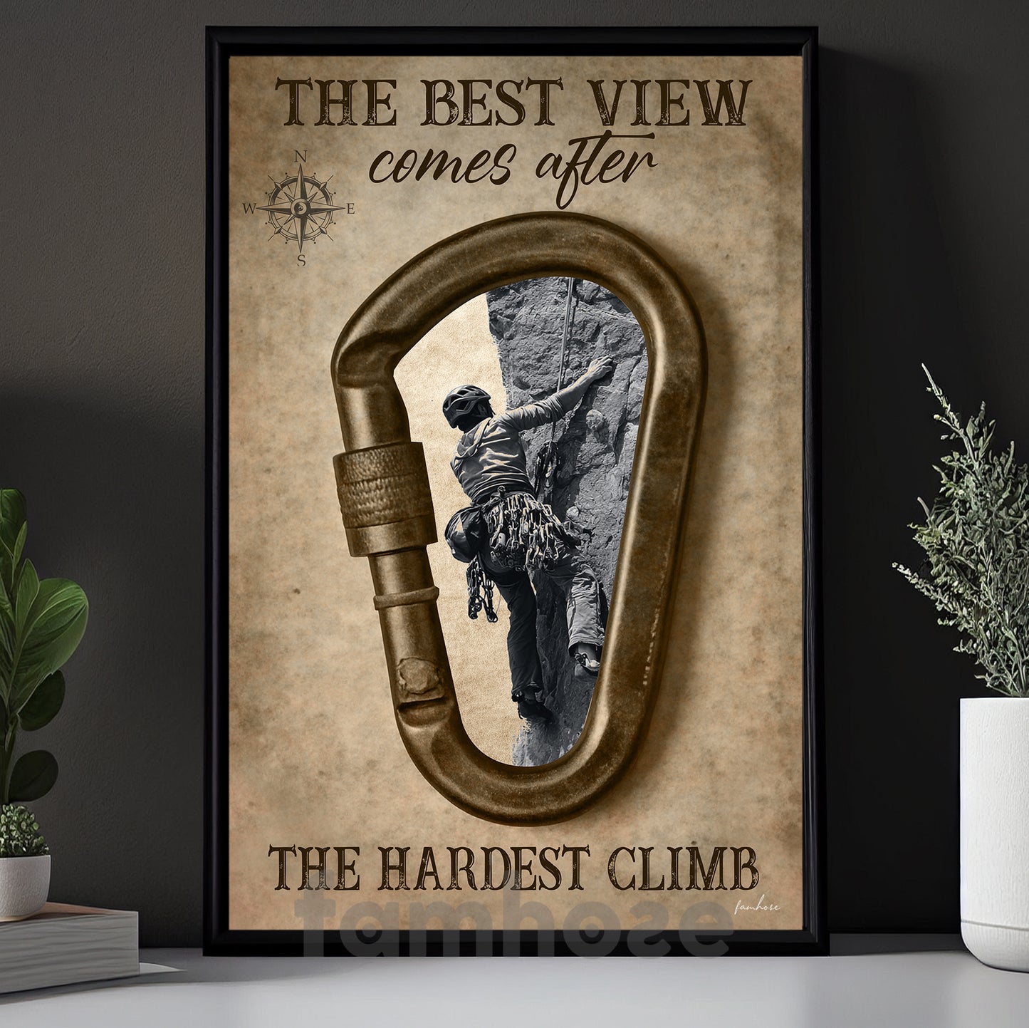 Motivational Climbing Canvas Painting, The Best View Sport Wall Art Decor, Poster Gift For Climbing Lovers
