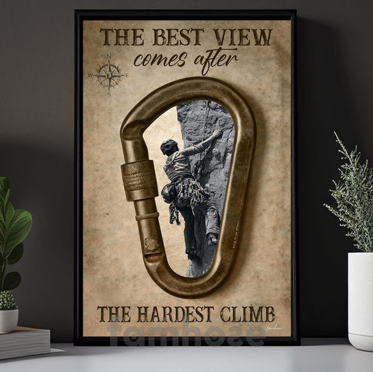 Motivational Climbing Canvas Painting, The Best View Sport Wall Art Decor, Poster Gift For Climbing Lovers
