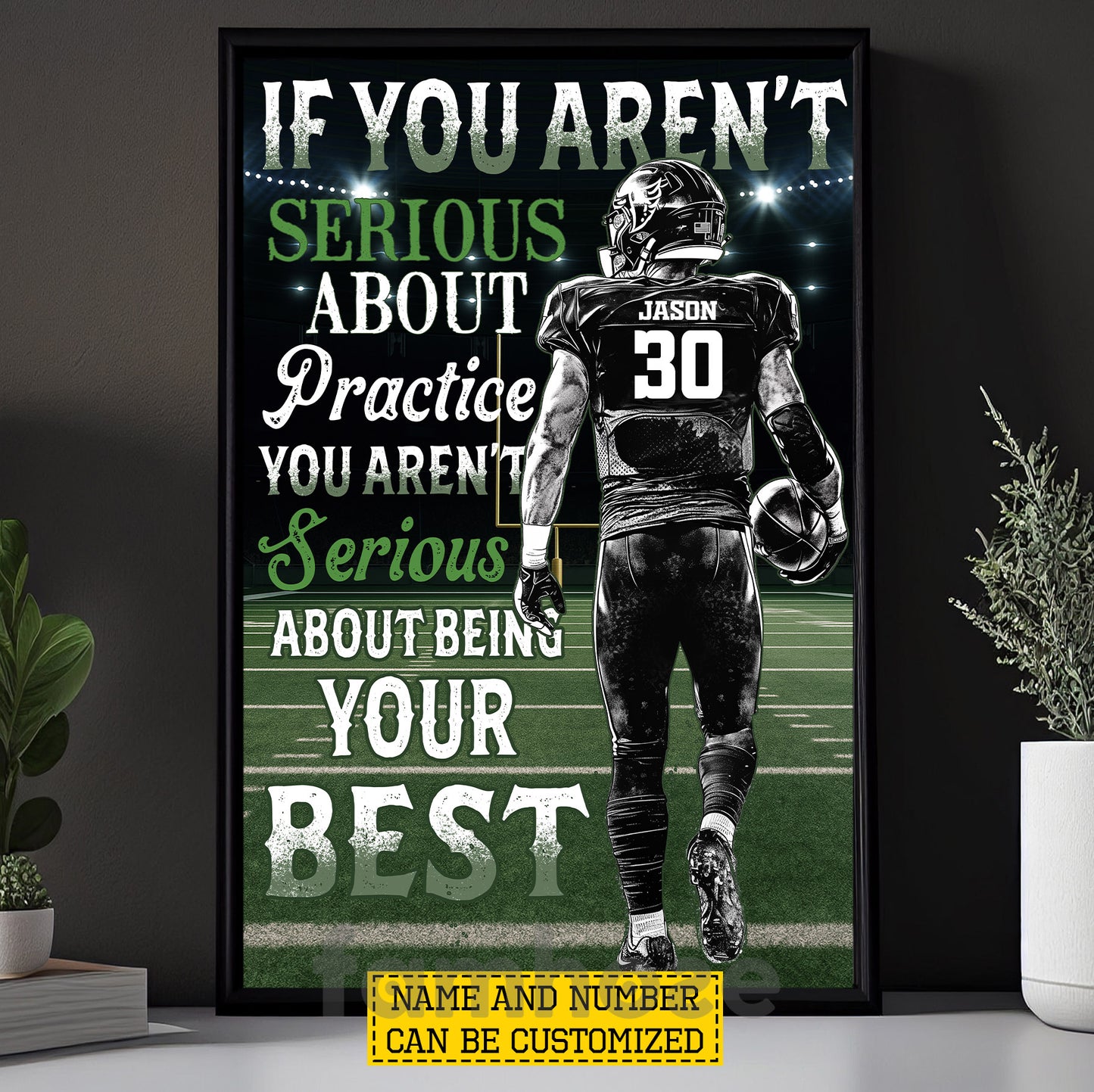 Motivational Personalized Football Canvas Painting, Being Your Best Sport Wall Art Decor, Poster Gift For Football Lovers