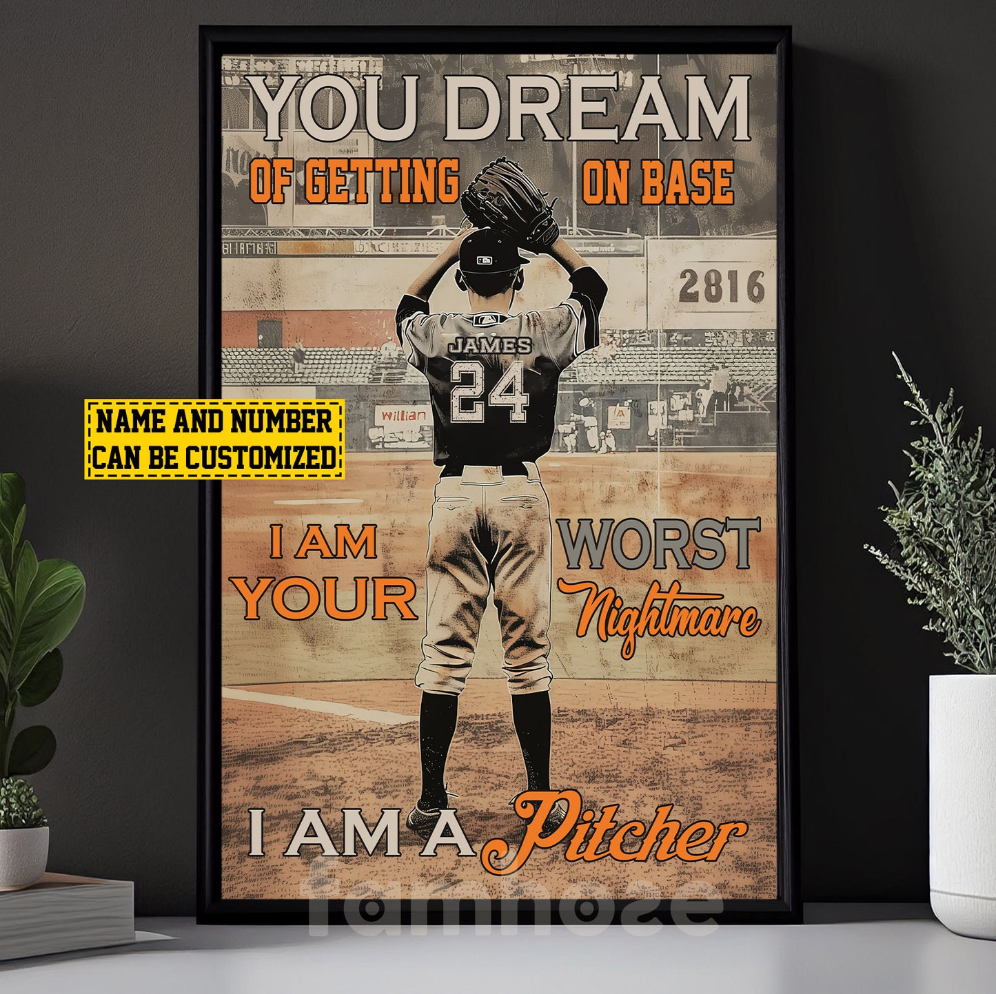 Cool Personalized Pitcher Baseball Canvas Painting, I Am A Pitcher Sports Wall Art Decor, Poster Gift For Pitcher Baseball Lovers