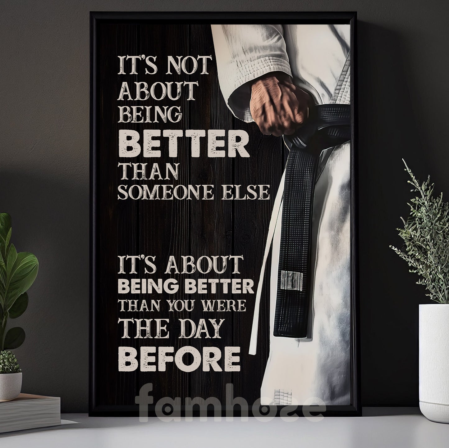 Jiu Jitsu Boy Canvas Painting, It's About Being Better Than You Were The Day Before Inspirational Quotes Wall Art Decor, Poster Gift For Fan Of Jiu Jitsu
