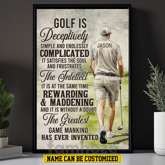 Interesting Personalized Golf Boy Canvas Painting, The Greatest Game Mankind Has Ever Invented Sport Wall Art Decor, Poster Gift For Golf Lovers