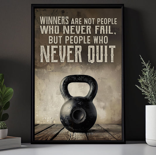 Gym Canvas Painting, Never Quit, Motivational Fitness Quotes Wall Art Decor, Ideal Poster Gift For Sports Enthusiasts